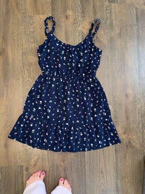 Banana Republic Navy Floral Ruffle Sundress
